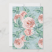 ピンクエレガントローズブルーフローラ誕生会 招待状 (裏面)