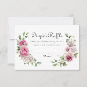 ピンクエレガントローズベビーシャワーおむつラッフルチケット 出欠カード (正面)