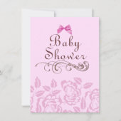 ピンクエレガントローズベビーシャワー招待状 招待状 (正面)