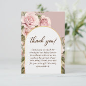ピンクエレガントローズベビーシャワー サンキューカード (スタンド正面)