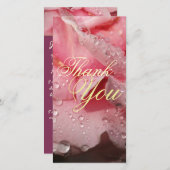 ピンクエレガントローズペタルメイド・オブ・オーナー（花嫁付き添い人）に露 サンキューカード (正面/裏面)