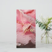 ピンクエレガントローズペタルメイド・オブ・オーナー（花嫁付き添い人）に露 サンキューカード (スタンド正面)