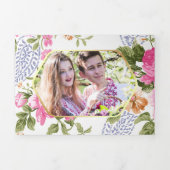 ピンクエレガントローズボタニカルガーデン3 in 1結婚 s 三つ折り招待状 (カバー)