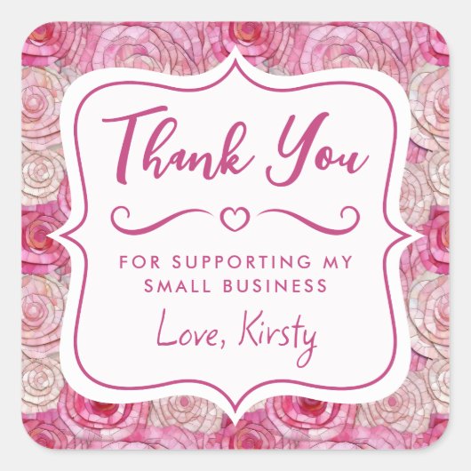 ピンクエレガントローズモザイク小規模企業 スクエアシール (正面)