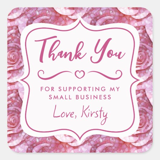 ピンクエレガントローズモザイク小規模企業 スクエアシール (正面)