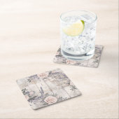 ピンクエレガントローズラベンダーズ結婚紙コースター スクエアペーパーコースター (インサイチュ)