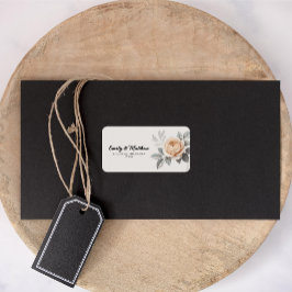 ピンクエレガントローズ差出人住所ラベル ラベル