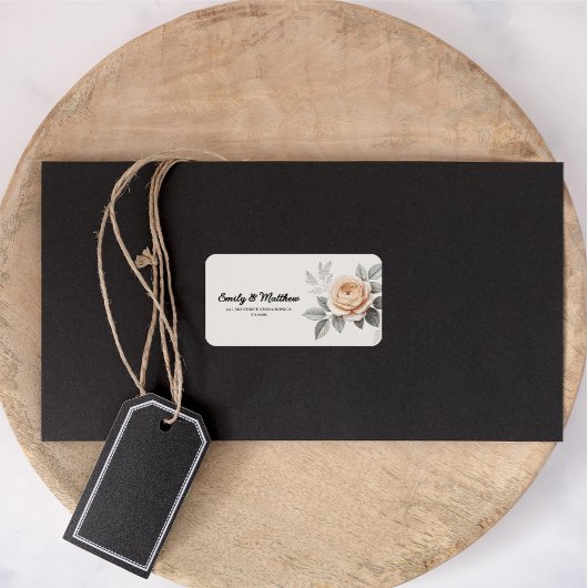 ピンクエレガントローズ差出人住所ラベル ラベル