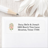 ピンクエレガントローズ庭園の結婚式アドレス ラベル (インサイチュ)