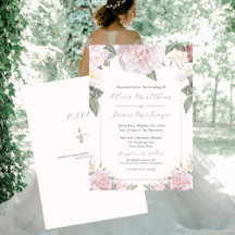 ピンクエレガントローズ庭園の結婚式招待状