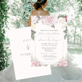 ピンクエレガントローズ庭園の結婚式招待状 招待状