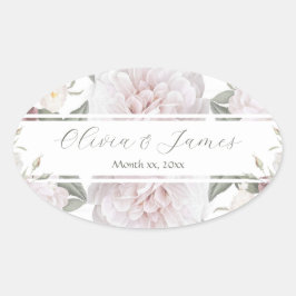 ピンクエレガントローズ庭園の結婚式 楕円形シール
