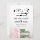 ピンクエレガントローズ我々はまだ結婚の誓いの更新を行う 招待状 (正面)