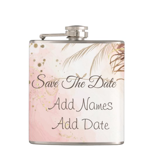 ピンクエレガントローズ春ブロッサムの日付を保存 フラスク (正面)