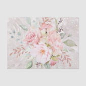ピンクエレガントローズ牡丹フローラ大理石グリッター 薄葉紙 (正面)