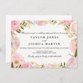 ピンクエレガントローズ結婚のリハーサルディナー招待状 招待状 (正面/裏面)