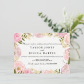 ピンクエレガントローズ結婚のリハーサルディナー招待状 招待状 (スタンド正面)