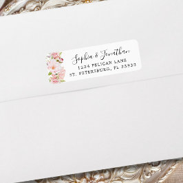 ピンクエレガントローズ結婚ズ差出人住所 ラベル