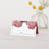 ピンクエレガントローズ結婚ズ座席表 プレイスカード (正面)