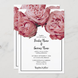 ピンクエレガントローズ結婚式招待状 招待状