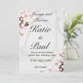 ピンクエレガントローズ結婚式招待状 招待状 (スタンド正面)