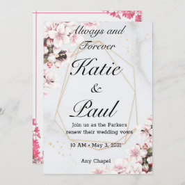 ピンクエレガントローズ結婚式招待状 招待状