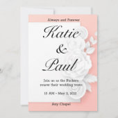 ピンクエレガントローズ結婚式招待状 招待状 (正面)