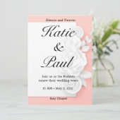 ピンクエレガントローズ結婚式招待状 招待状 (スタンド正面)