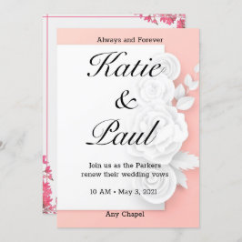 ピンクエレガントローズ結婚式招待状 招待状