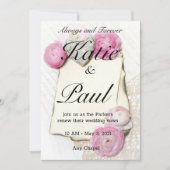 ピンクエレガントローズ結婚式招待状 招待状 (正面)