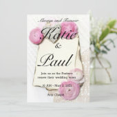 ピンクエレガントローズ結婚式招待状 招待状 (スタンド正面)