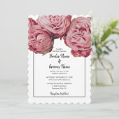 ピンクエレガントローズ結婚式招待状 招待状 (スタンド正面)