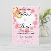 ピンクエレガントローズ結婚式招待状 招待状 (スタンド正面)