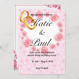 ピンクエレガントローズ結婚式招待状 招待状