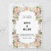 🌸ピンクエレガントローズ結婚：永遠のロマンス 招待状 (正面)