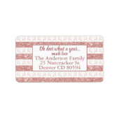 ピンクエレガントローズ金ゴールドグリッタートナカイのシルエット ラベル (正面)