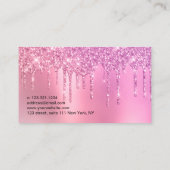 ピンクエレガントローズ金ゴールドグリッタードリップ爪、 ネイル 名刺 (裏面)