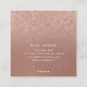 ピンクエレガントローズ金ゴールドグリッターネイルアーティスト スクエア名刺 (裏面)