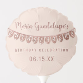 ピンクエレガントローズ金ゴールドグリッターバナーキンセアニラ バルーン