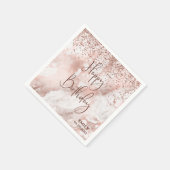 ピンクエレガントローズ金ゴールドグリッターパーソナライズ紙 スタンダードカクテルナプキン (角)
