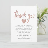 ピンクエレガントローズ金ゴールドグリッターベビーシャワー サンキューカード (スタンド正面)