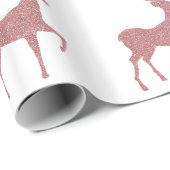 ピンクエレガントローズ金ゴールドグリッターホリデートナカイ ラッピングペーパー (ロールコーナー)