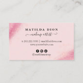 ピンクエレガントローズ金ゴールドグリッターメイクアップアーティスト 名刺 (裏面)