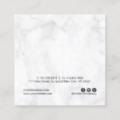 ピンクエレガントローズ金ゴールドグリッター白大理石化粧 スクエア名刺 (裏面)