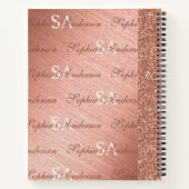 ピンクエレガントローズ金ゴールドグリッター金モノグラムの属 ノートブック (裏面)
