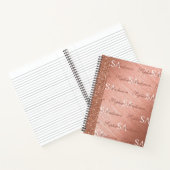 ピンクエレガントローズ金ゴールドグリッター金モノグラムの属 ノートブック (内部)