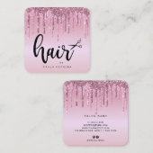 ピンクエレガントローズ金ゴールドグリッター スクエア名刺 (正面/裏面)
