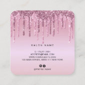 ピンクエレガントローズ金ゴールドグリッター スクエア名刺 (裏面)