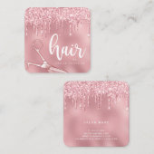 ピンクエレガントローズ金ゴールドグリッター スクエア名刺 (正面/裏面)