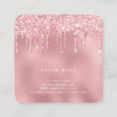 ピンクエレガントローズ金ゴールドグリッター スクエア名刺 (裏面)